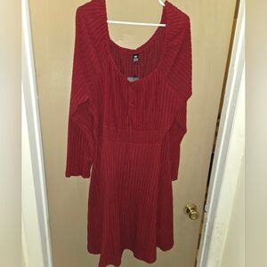 SHEIN Red Ribbed Knit Cardigan